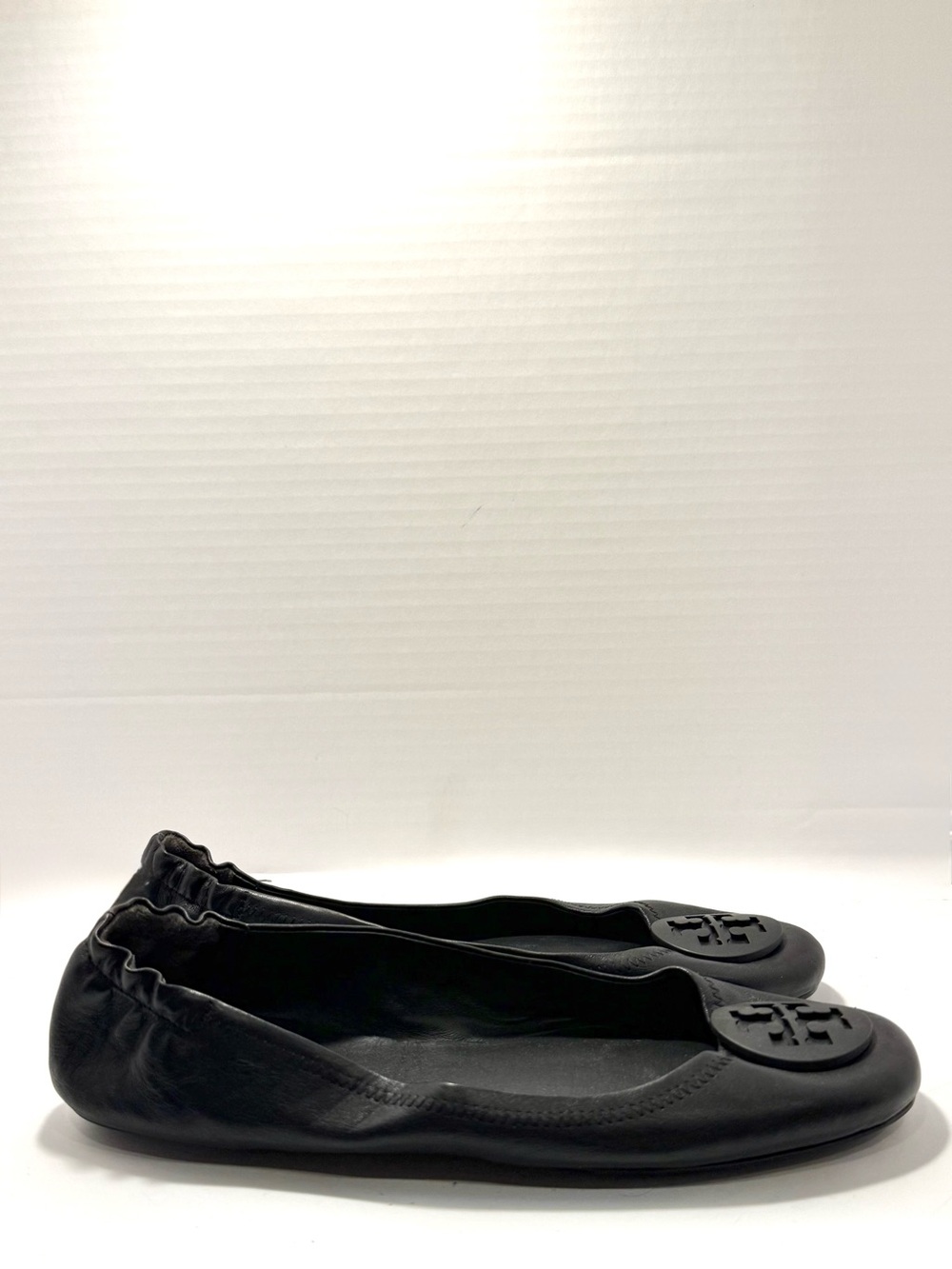 Tory Burch Black Leather Logo Ballet Flats Women’s Size 12M - Picture 2 of 6